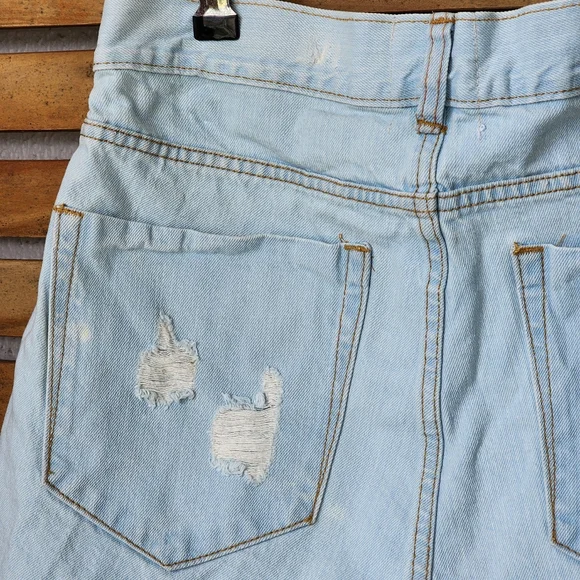 JAASE Marilyn Size 10/small ripped bleached blue denim shorts high waist - Picture 5 of 8